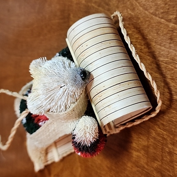 Pottery Barn polar bear toboggan sled ornament Christmas holiday tree large - Picture 5 of 8